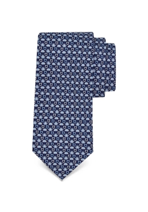 Ferragamo Frog-print silk tie - Blue