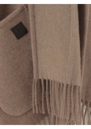 Ferragamo fringed patch-pocket cape - Brown