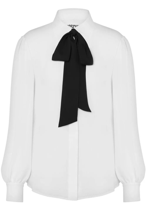 Moschino pussy bow-collar silk blouse - White