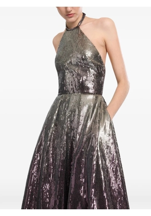 Elie Saab halterneck gradient-sequin gown - Silver