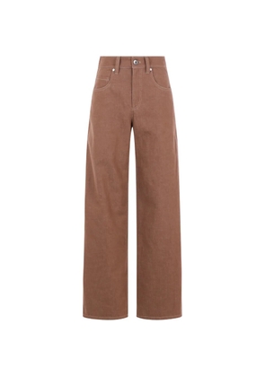 Brunello Cucinelli contrast-stitch wide-leg jeans - Brown