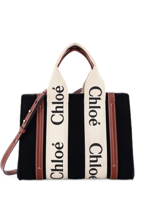 Chloé Pre-Owned Woody Recycled Felt with Leather and Canvas Small tote bag - Black