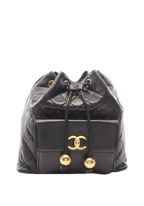 CHANEL Pre-Owned 1994-1996 CC Quilted Lambskin Drawstring backpack - Black