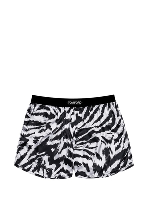 TOM FORD zebra-print silk-blend boxer shorts - White