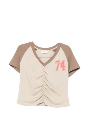 VICOLO ruched raglan-sleeve T-shirt - Neutrals