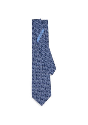 Ferragamo Gancini links print silk tie - Blue