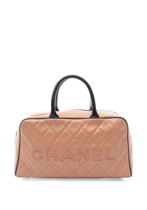 CHANEL Pre-Owned 2001-2002 Matelassé mini bowling bag - Brown