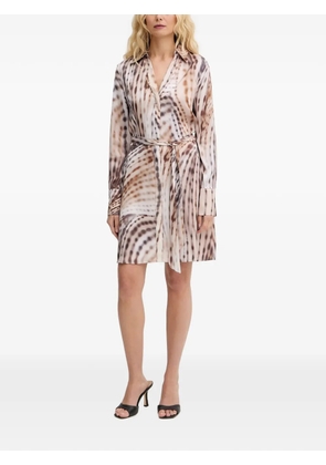 GUESS USA abstract-print belted mini shirt dress - Neutrals