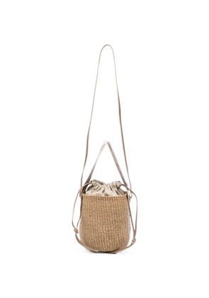 Chloé small logo-tape bucket bag - Neutrals