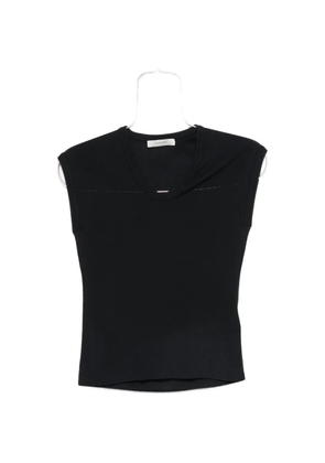 IVORY PARIS Mia ribbed-knit cap-sleeves T-shirt - Blue