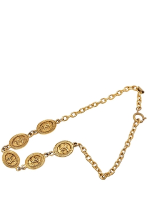 CHANEL Pre-Owned 20th Century CC Gold Plated Oval Medallion Chain Necklace costume necklace