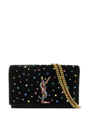Saint Laurent Pre-Owned YSL crystal-embellished shoulder bag - Black