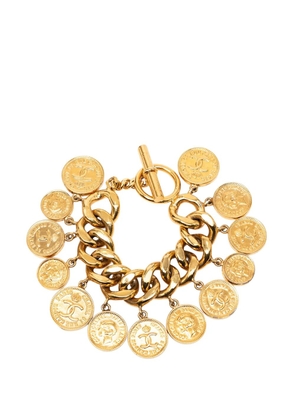 CHANEL Pre-Owned 20th Century CC Gold Plated Coins Charm Bracelet costume bracelet