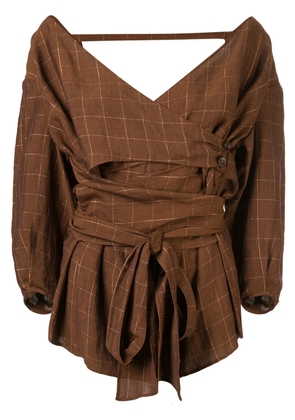 Muller Of Yoshiokubo Lattice cache-coeur blouse - Brown