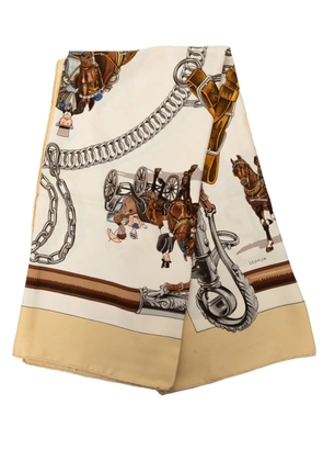 Hermès Pre-Owned 2000-2026 Equipages Silk Scarf 90 scarves - White