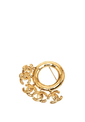 CHANEL Pre-Owned 1994 CC Gold Plated Five Charm Ring Brooch costume brooch