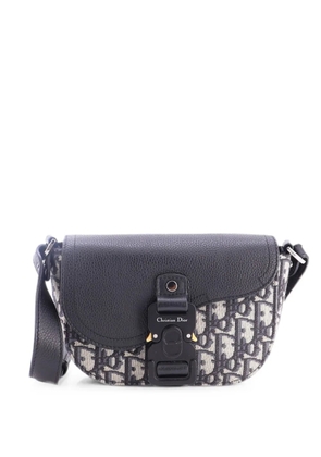 Christian Dior Pre-Owned Saddle Buckle Flap Messenger Bag Oblique Canvas and Leather Mini crossbody bag - Black