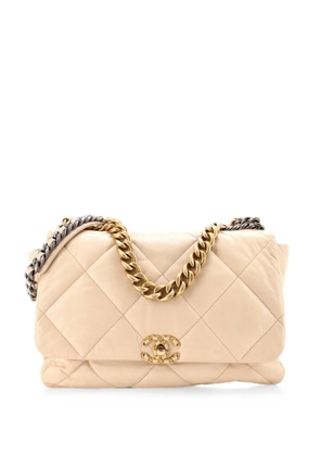 CHANEL Pre-Owned 19 Flap Bag Quilted Leather Maxi crossbody bag - Neutrals