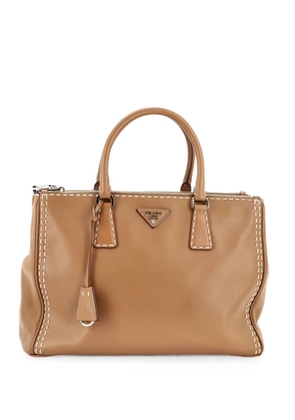 Prada Pre-Owned Galleria Double Zip Tote Stitched Leather Medium crossbody bag - Brown