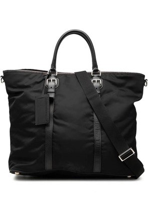 Prada Pre-Owned 2010-2026 Saffiano Trimmed Tessuto Open Convertible Tote satchel - Black