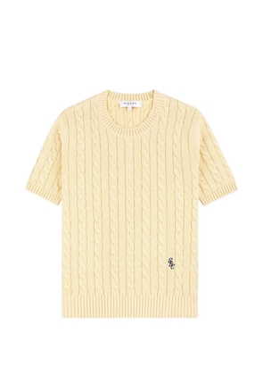 Sporty & Rich cable-knit embroidered-logo T-shirt - Yellow