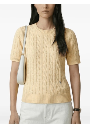 Sporty & Rich cable-knit embroidered-logo T-shirt - Yellow