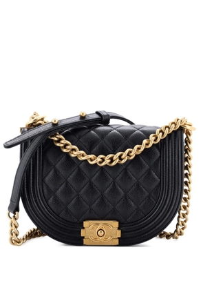 CHANEL Pre-Owned Boy Curved Messenger Bag Quilted Caviar Small crossbody bag - Black