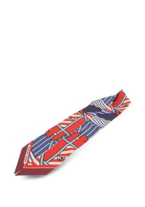 Hermès Pre-Owned Twilly horse-print silk scarf - Blue