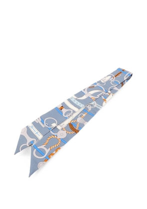 Hermès Pre-Owned Twilly equestrian-print scarf - Blue