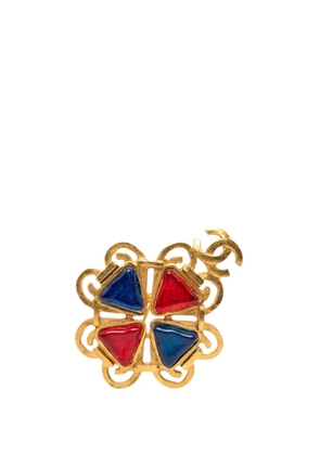 CHANEL Pre-Owned 1995 CC Gold Plated Multicolor Gripoix Brooch costume brooch
