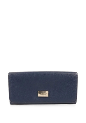 Tod's Vintage logo-plaque leather long wallet - Blue