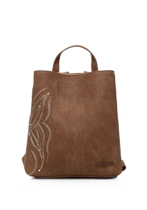 Desigual butterfly-motif zip backpack - Brown