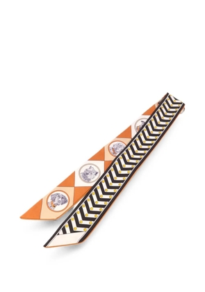 Hermès Pre-Owned leather-trim silk scarf - Brown