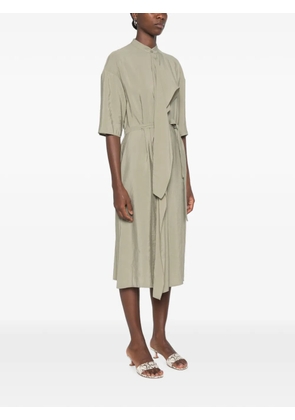 Su belted-waist asymmetric-panel midi dress - Green