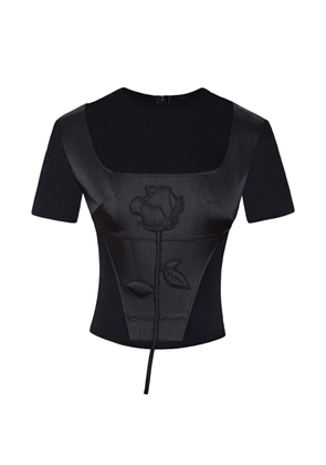 Seen Users Blooming Belle rose-embroidered T-shirt - Black