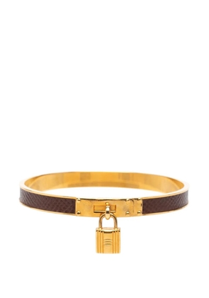 Hermès Pre-Owned 20th Century Gold Plated Epsom Kelly Cadena Lock Bangle Bracelet costume bracelet - Brown