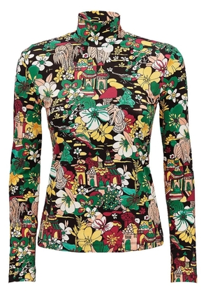 La DoubleJ Floral print turtleneck jersey - Black