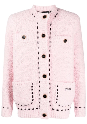 GCDS contrast-stitching bouclé jacket - Pink