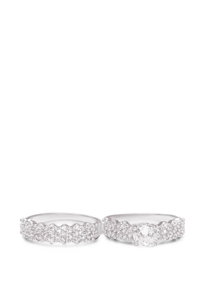 HZMER JEWELLERY Sitara crystal-embellished rings (set-of-two) - Silver