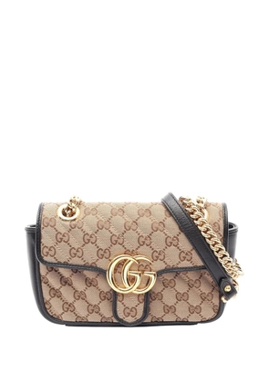 Gucci Pre-Owned 2016-2026 Small GG Marmont Matelasse Diagonal GG Canvas and Leather shoulder bag - Neutrals