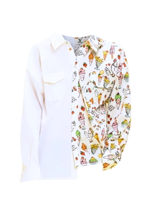 alessandro enriquez asymmetric graphic-print shirt - White