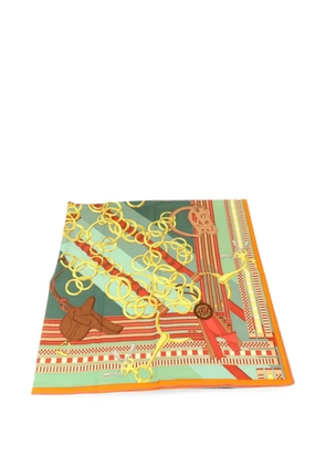 Hermès Pre-Owned equestrian-motif scarf - Green