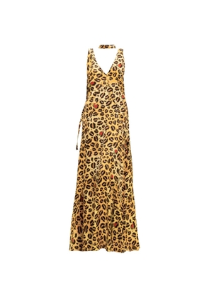 alessandro enriquez leopard-print sleeveless maxi dress - Yellow