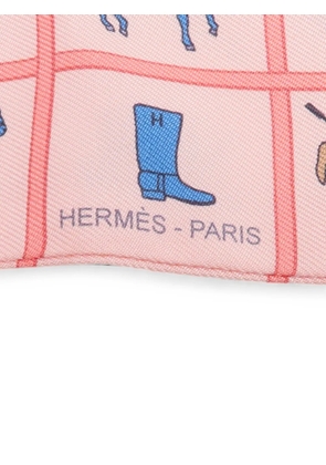 Hermès Pre-Owned Twilly equestrian-print silk scarf - Pink