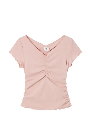 b+ab ruched lettuce-trim T-shirt - Pink