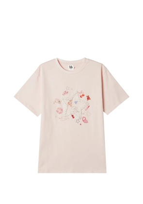 b+ab graphic-print bouclé-appliqué T-shirt - Pink