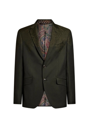 ETRO single-breasted wool jacket with placed print - Green
