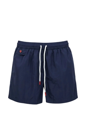 Kiton logo-patch drawstring swim shorts - Blue
