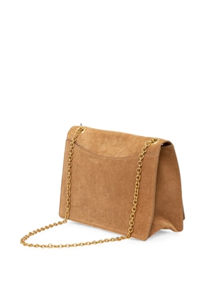 LUISA SPAGNOLI logo-plaque suede shoulder bag - Brown