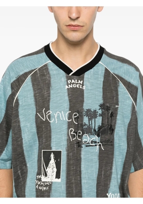 Palm Angels striped graphic-print T-shirt - Blue